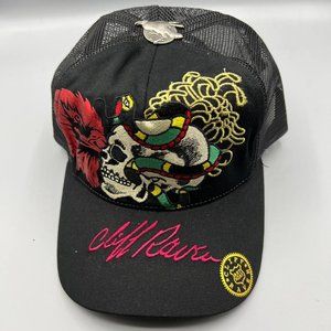 Vintage Cliff Raven Hat Black Ed Hardy Japanese tattoo Snap back Trucker Cap 90s